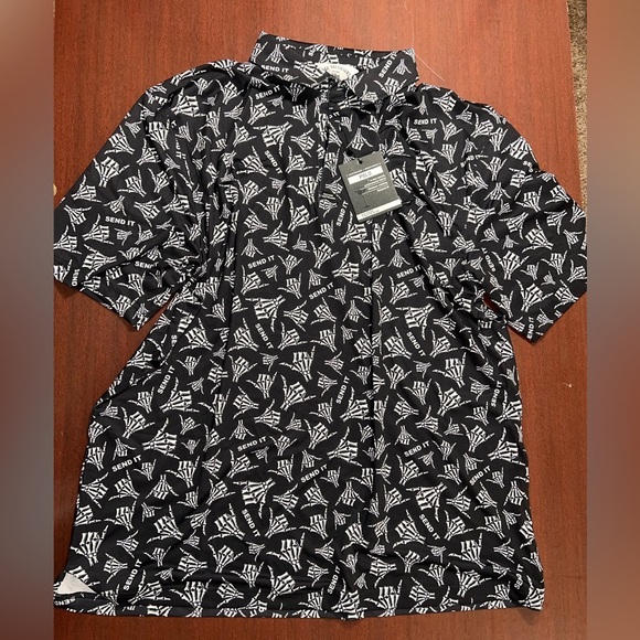 Savage Tacticians Other - Men's Black Skeleton Hand Send It Polo